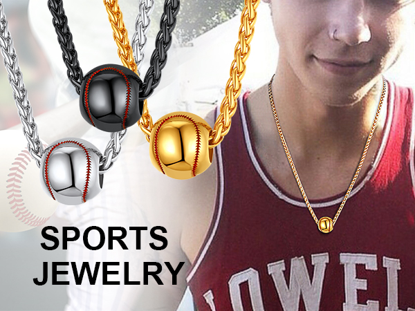  Custom Engravable Baseball Necklace Sports Pendant Wheat Chain For Men