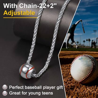  Custom Engravable Baseball Necklace Sports Pendant Wheat Chain For Men