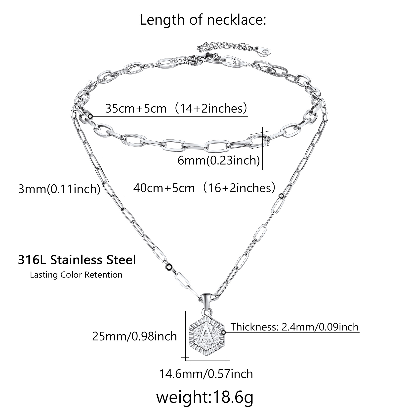 Hypoallergenic 18K Gold  Name Initial Necklaces Detail