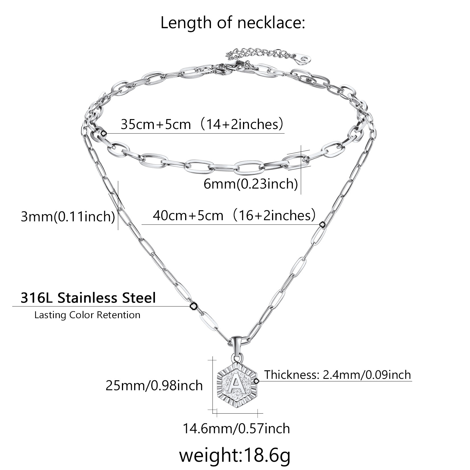 Hypoallergenic 18K Gold  Name Initial Necklaces Detail