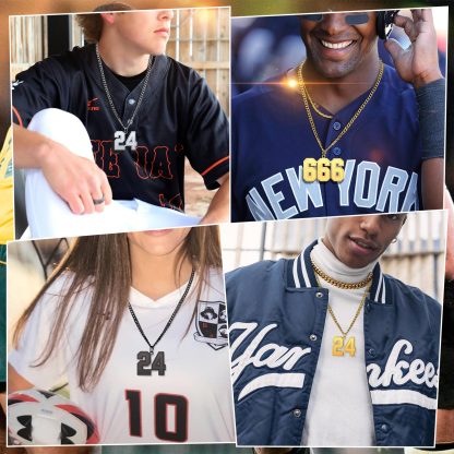 Personalized Engraved Number Pendant Necklace For Men model show