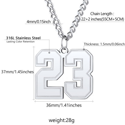 Custom Number Pendant Chain Necklace For Men