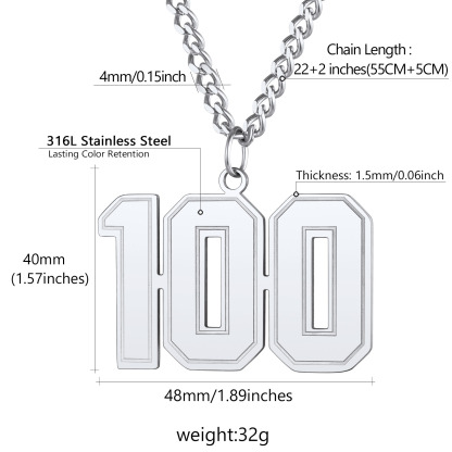 Custom Sports Number Pendant Necklace For Men