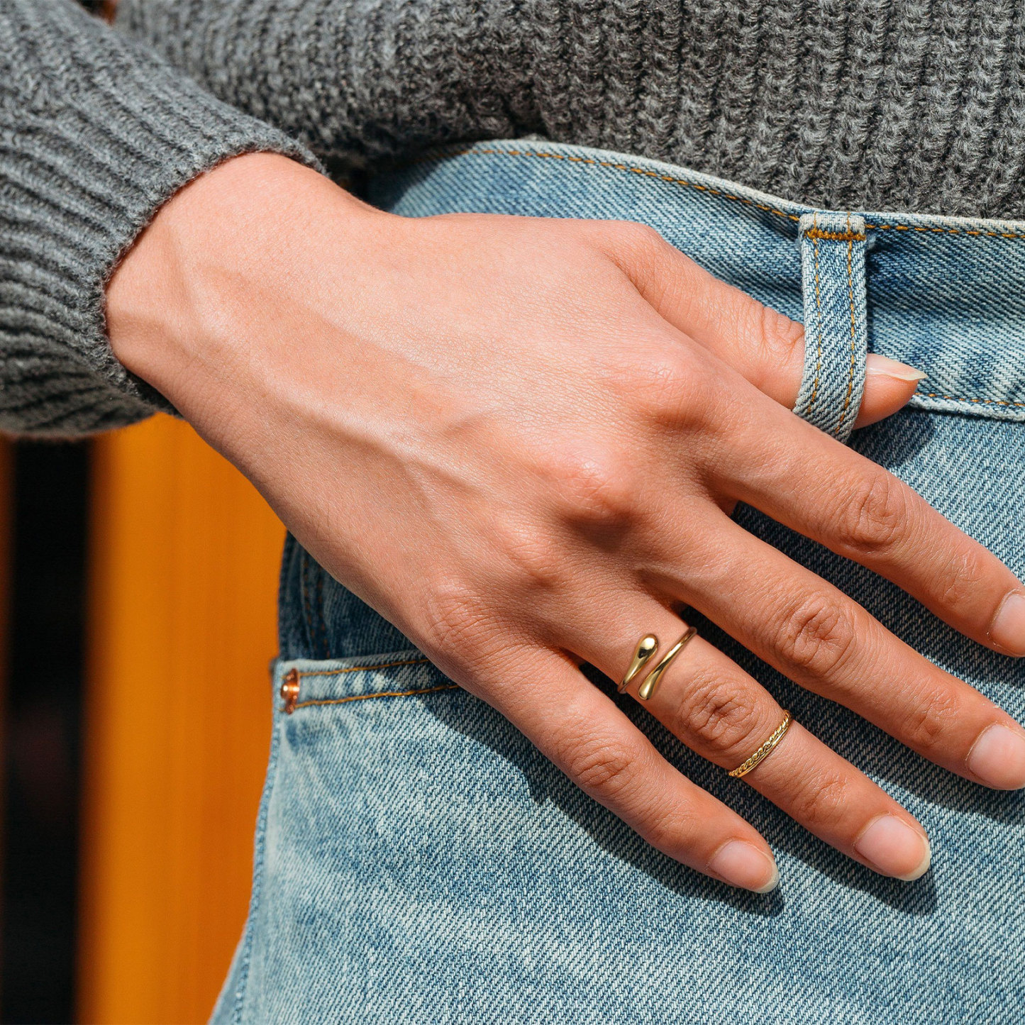 925 Sterling Silver Ring Teardrop Adjustable Rings For Women MODEL