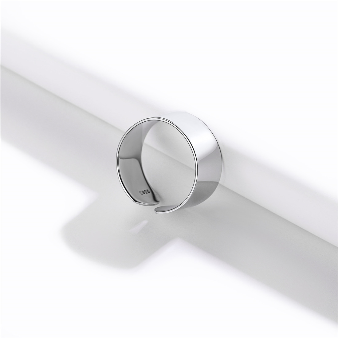 Sterling Silver Engagement Band Adjustable Cuff Ring