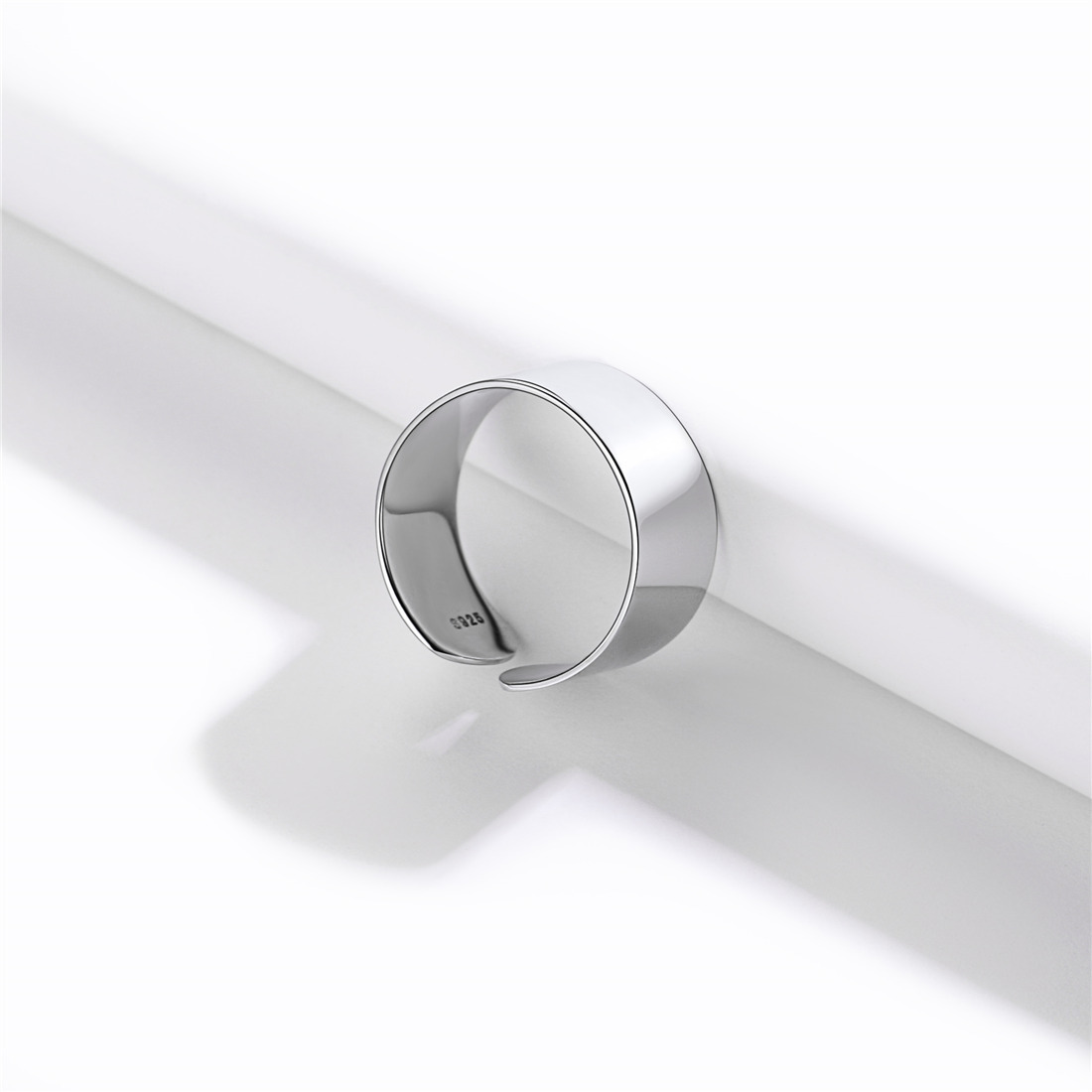 Sterling Silver Engagement Band Adjustable Cuff Ring