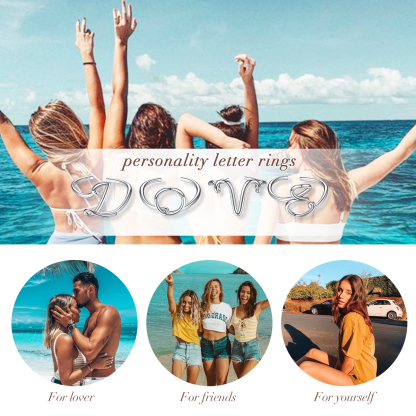 Sterling Silver Statement Initial Adjustable Letter Ring scene