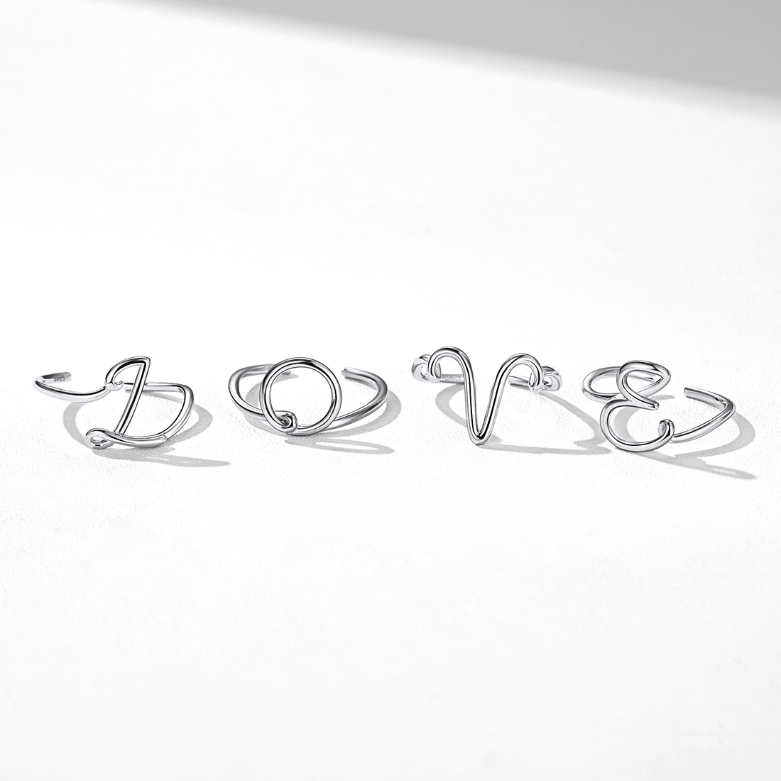 Sterling Silver Statement Initial Adjustable Letter Ring