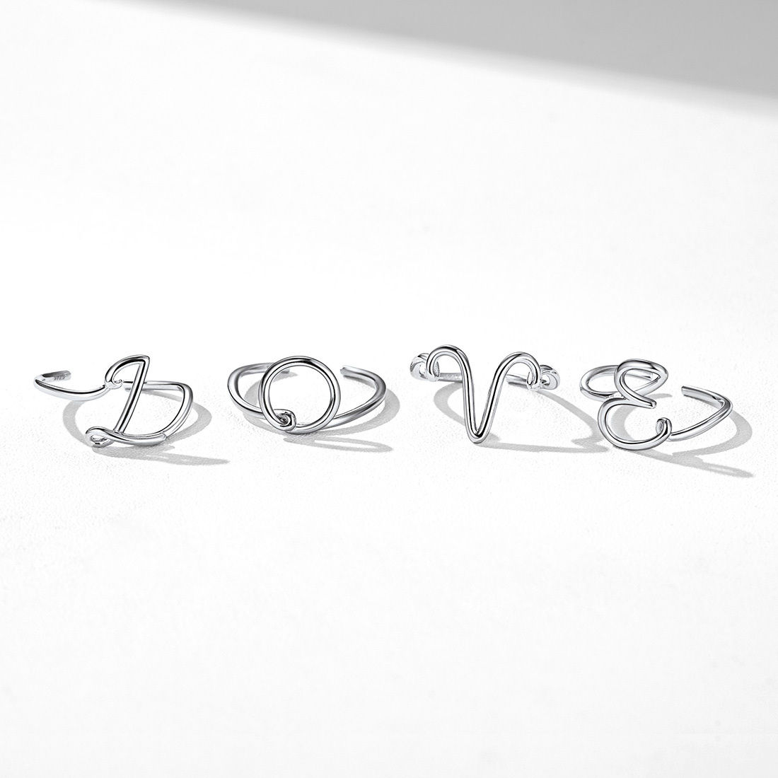 Sterling Silver Statement Initial Adjustable Letter Ring