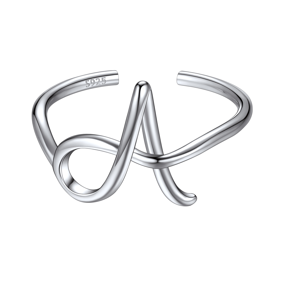 Sterling Silver Statement Initial Adjustable Letter Ring