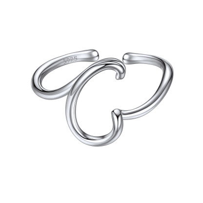 Sterling Silver Statement Initial Adjustable Letter Ring