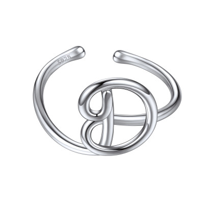 Sterling Silver Statement Initial Adjustable Letter Ring