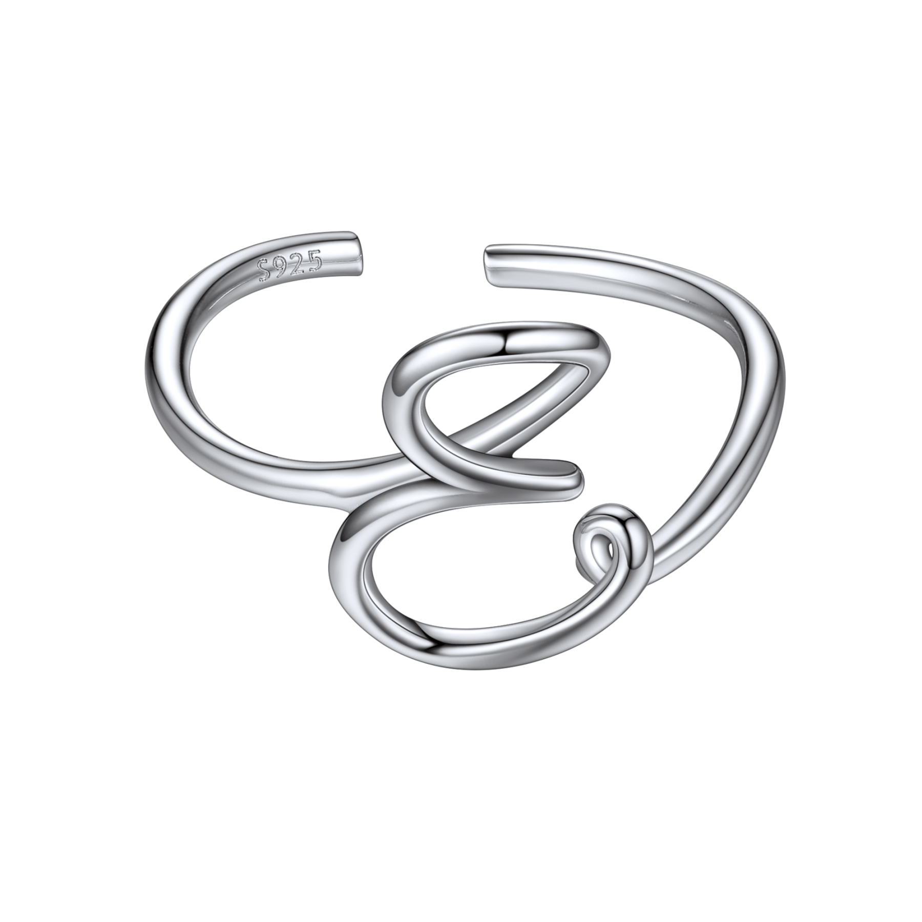 Sterling Silver Statement Initial Adjustable Letter Ring