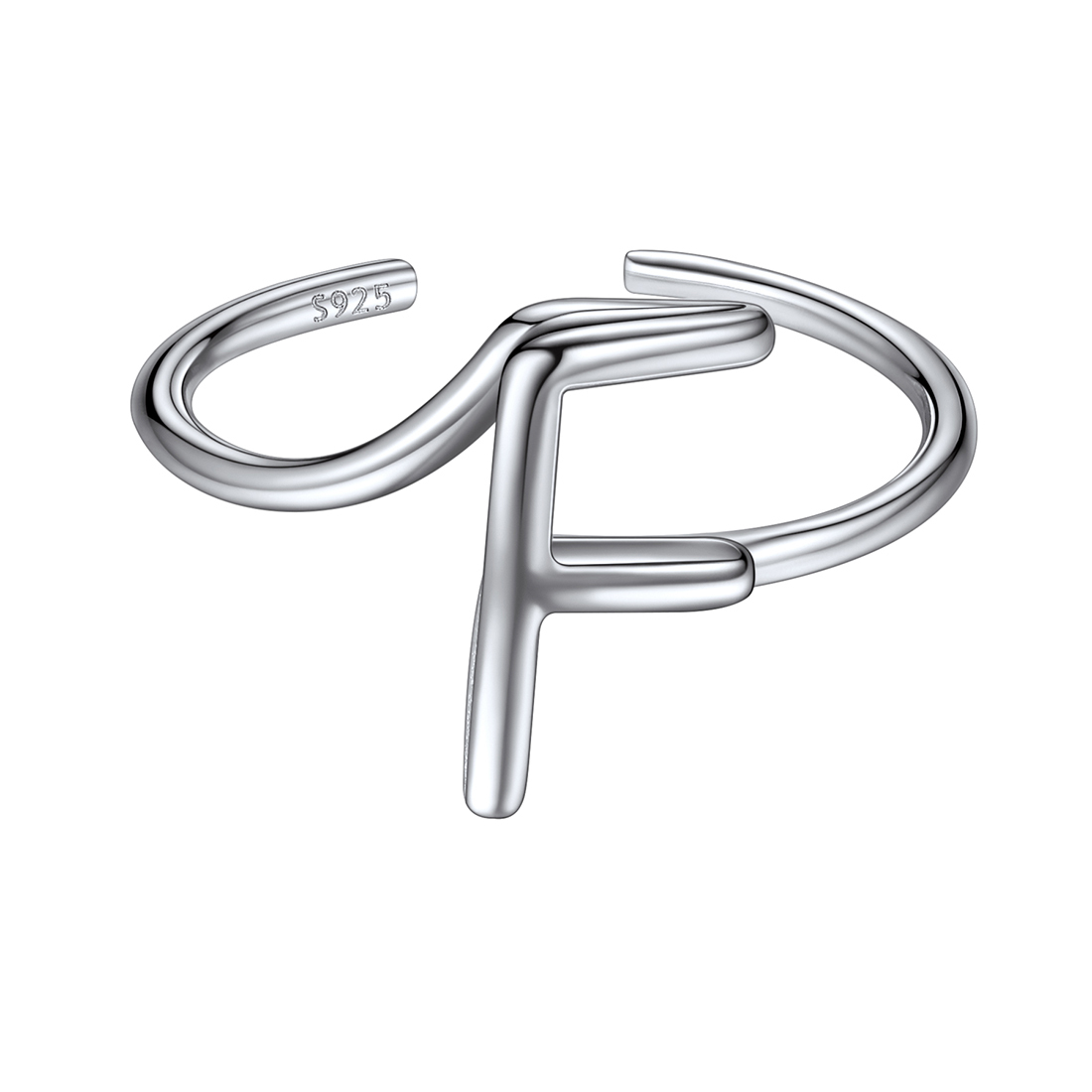 Sterling Silver Statement Initial Adjustable Letter Ring