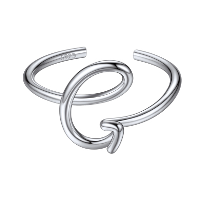Sterling Silver Statement Initial Adjustable Letter Ring