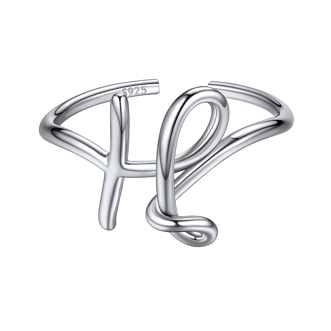 Sterling Silver Statement Initial Adjustable Letter Ring