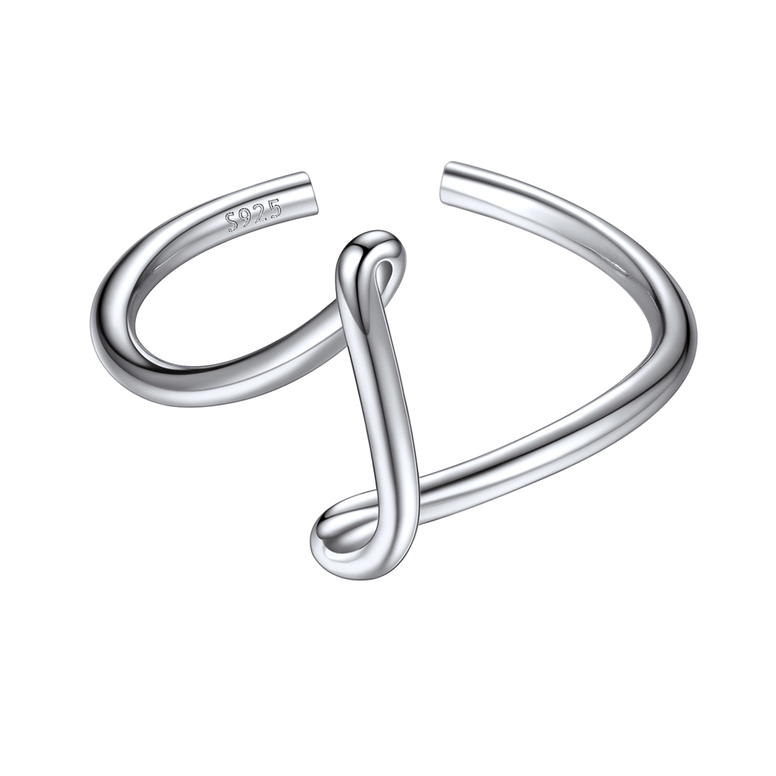 Sterling Silver Statement Initial Adjustable Letter Ring