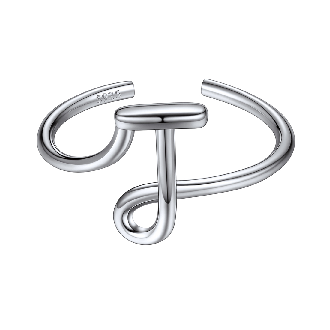 Sterling Silver Statement Initial Adjustable Letter Ring