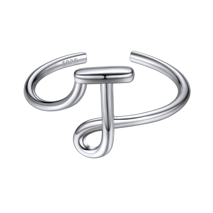 Sterling Silver Statement Initial Adjustable Letter Ring