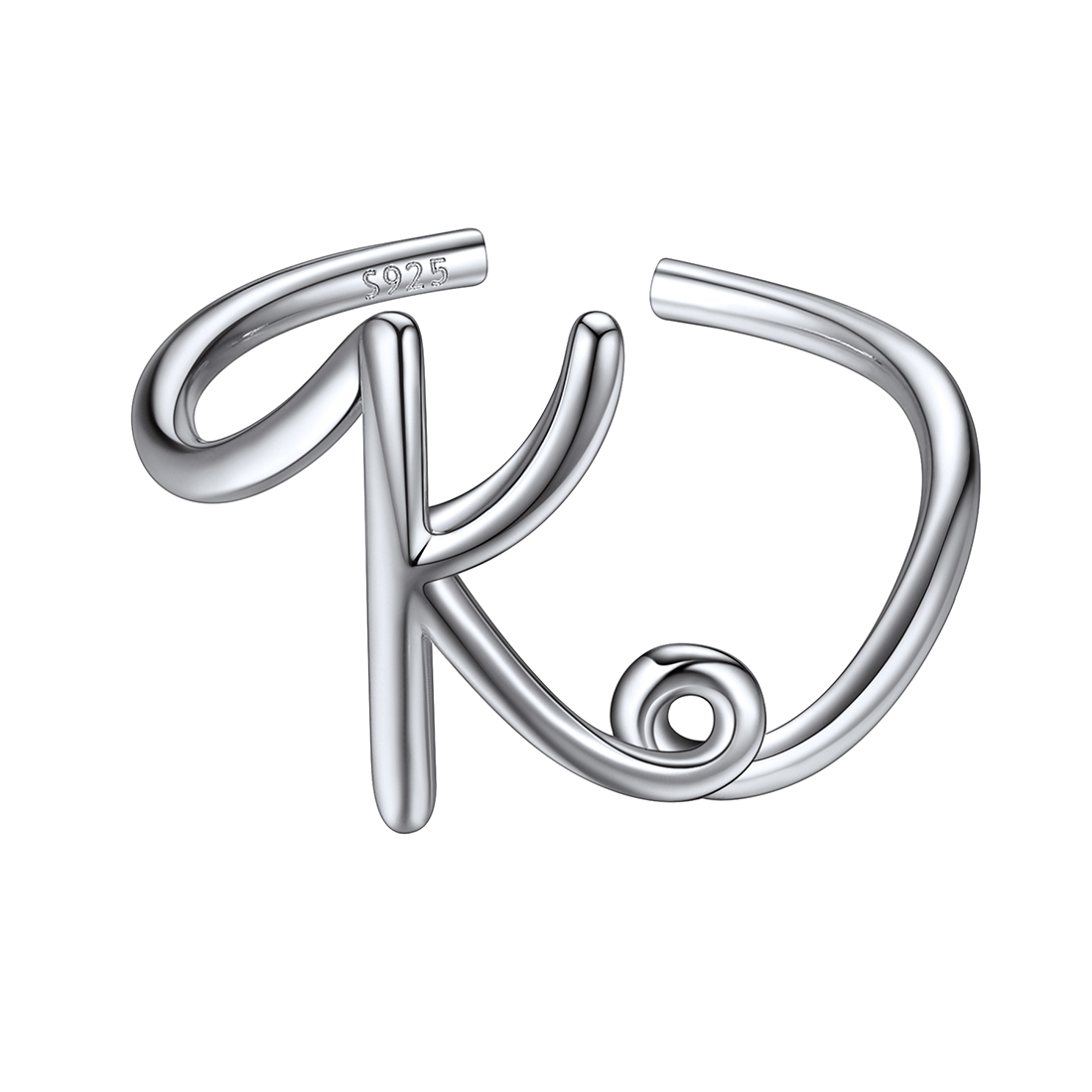 Sterling Silver Statement Initial Adjustable Letter Ring