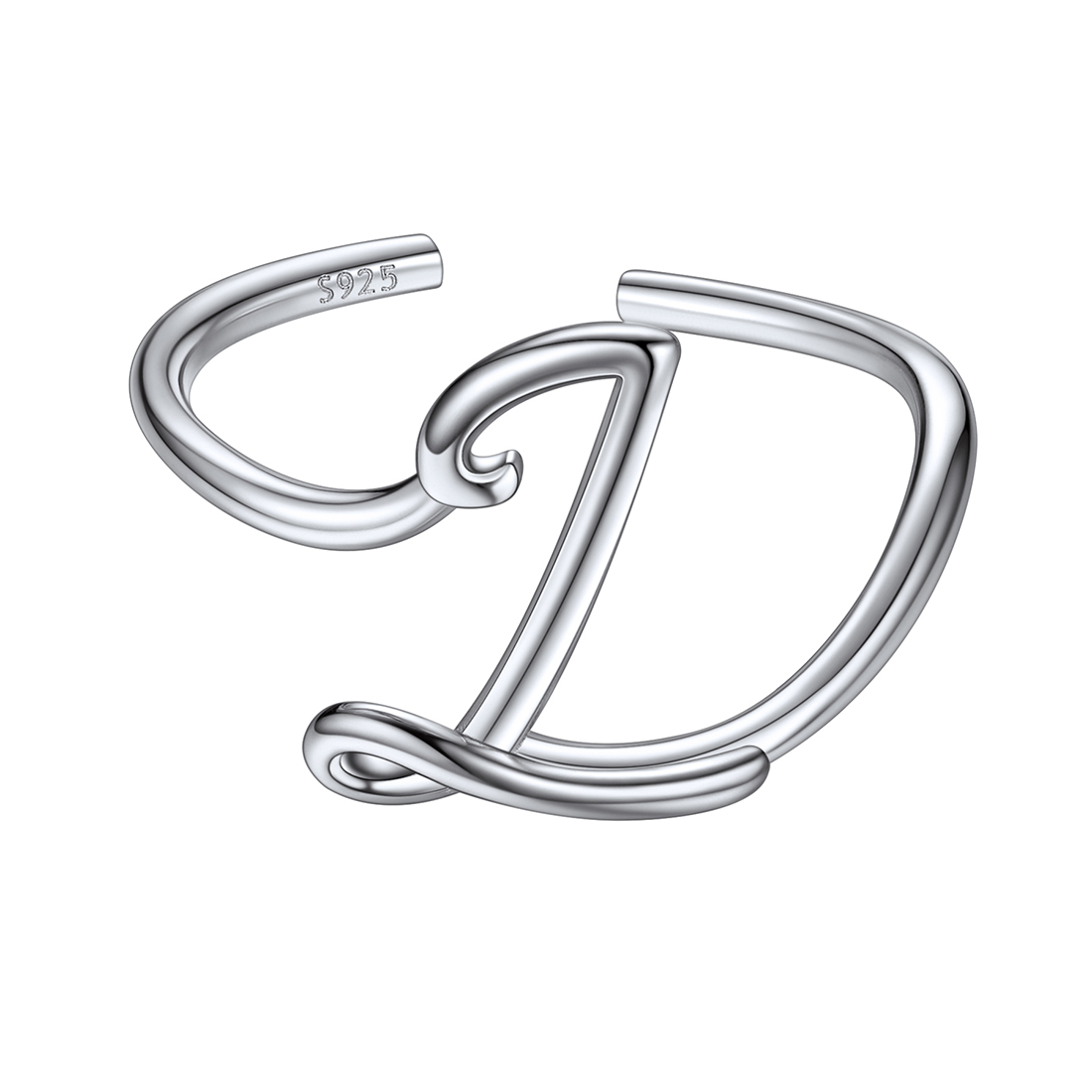 Sterling Silver Statement Initial Adjustable Letter Ring