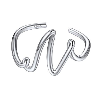 Sterling Silver Statement Initial Adjustable Letter Ring