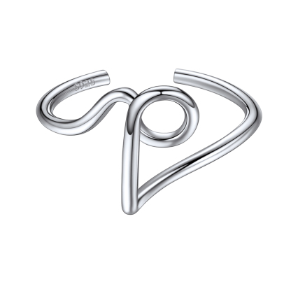 Sterling Silver Statement Initial Adjustable Letter Ring