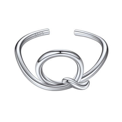 Sterling Silver Statement Initial Adjustable Letter Ring