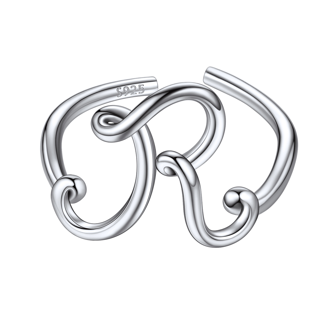 Sterling Silver Statement Initial Adjustable Letter Ring
