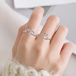 Sterling Silver Statement Initial Adjustable Letter Ring