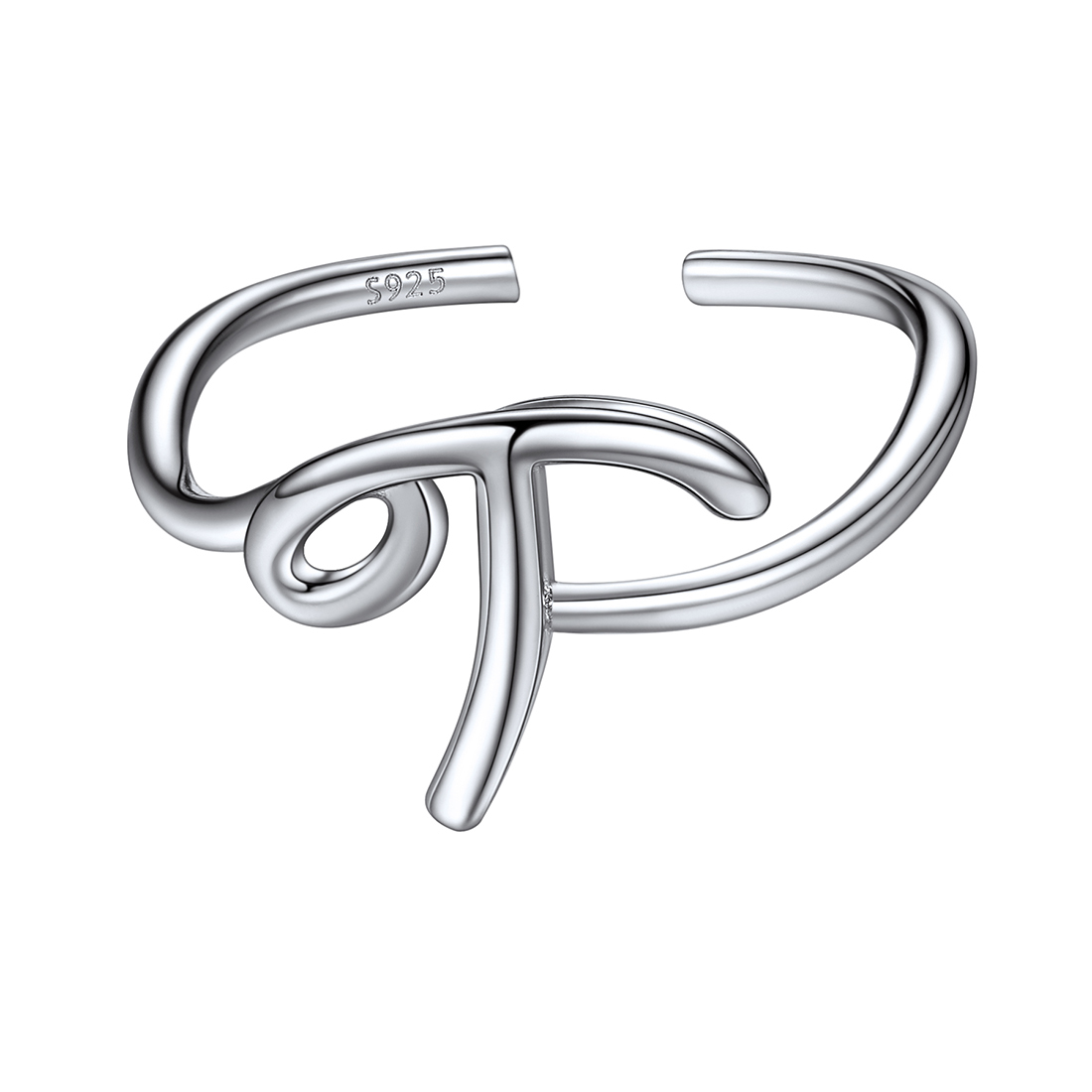 Sterling Silver Statement Initial Adjustable Letter Ring