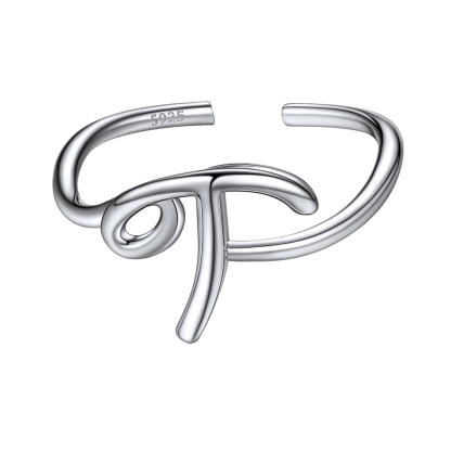 Sterling Silver Statement Initial Adjustable Letter Ring