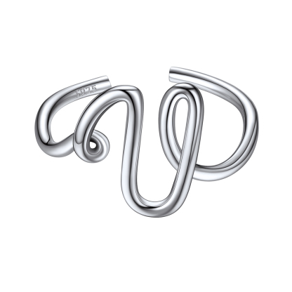 Sterling Silver Statement Initial Adjustable Letter Ring