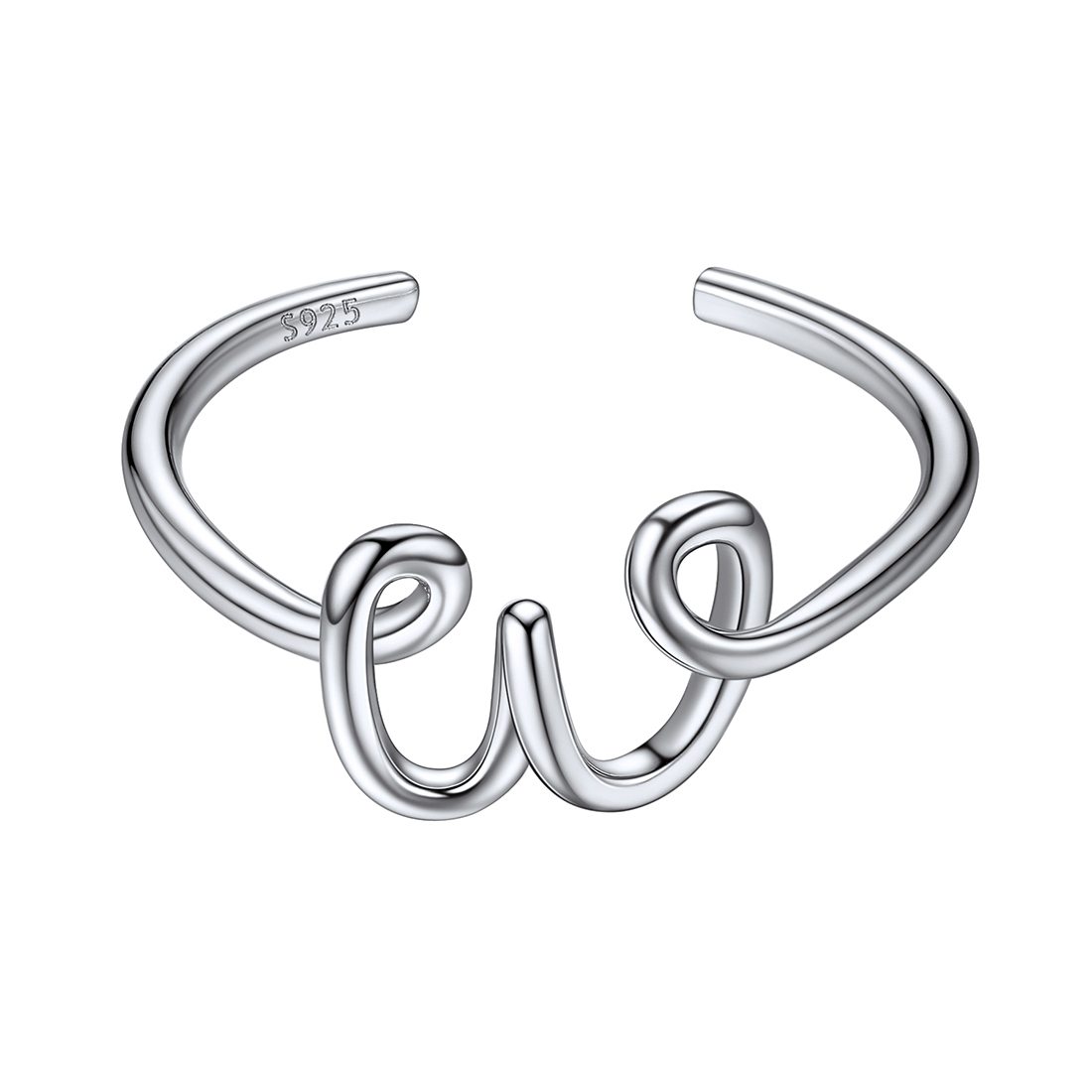 Sterling Silver Statement Initial Adjustable Letter Ring