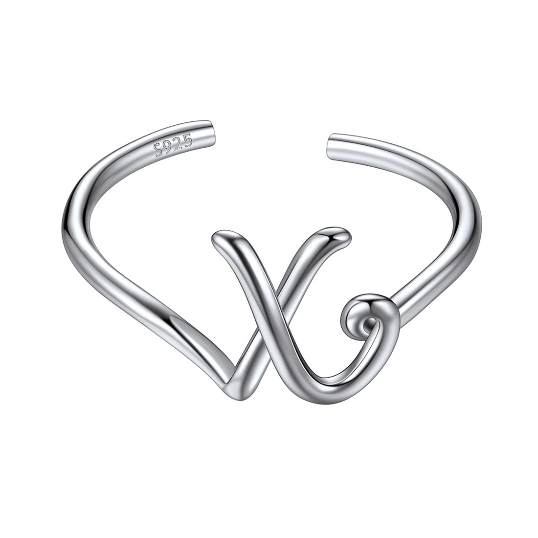 Sterling Silver Statement Initial Adjustable Letter Ring