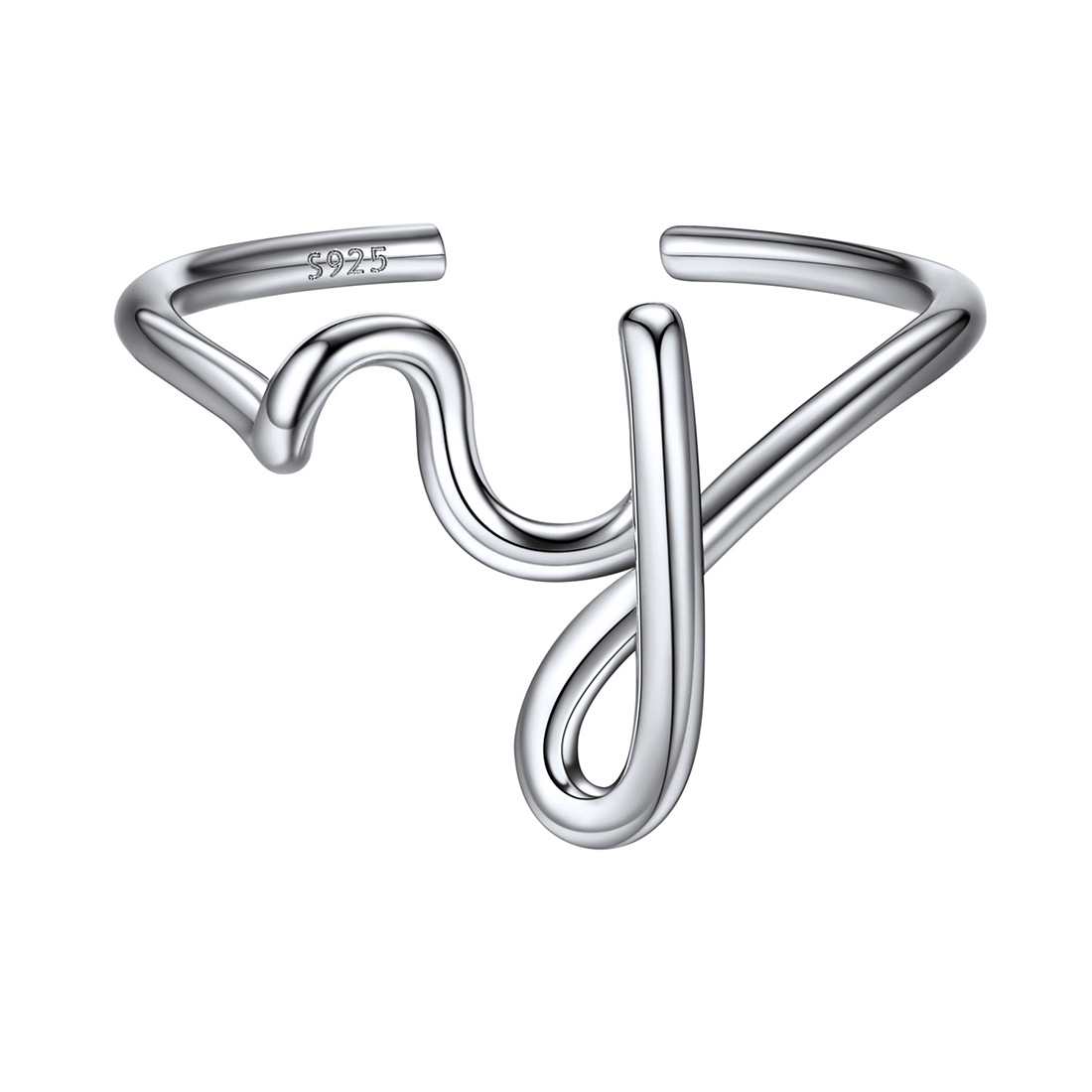 Sterling Silver Statement Initial Adjustable Letter Ring