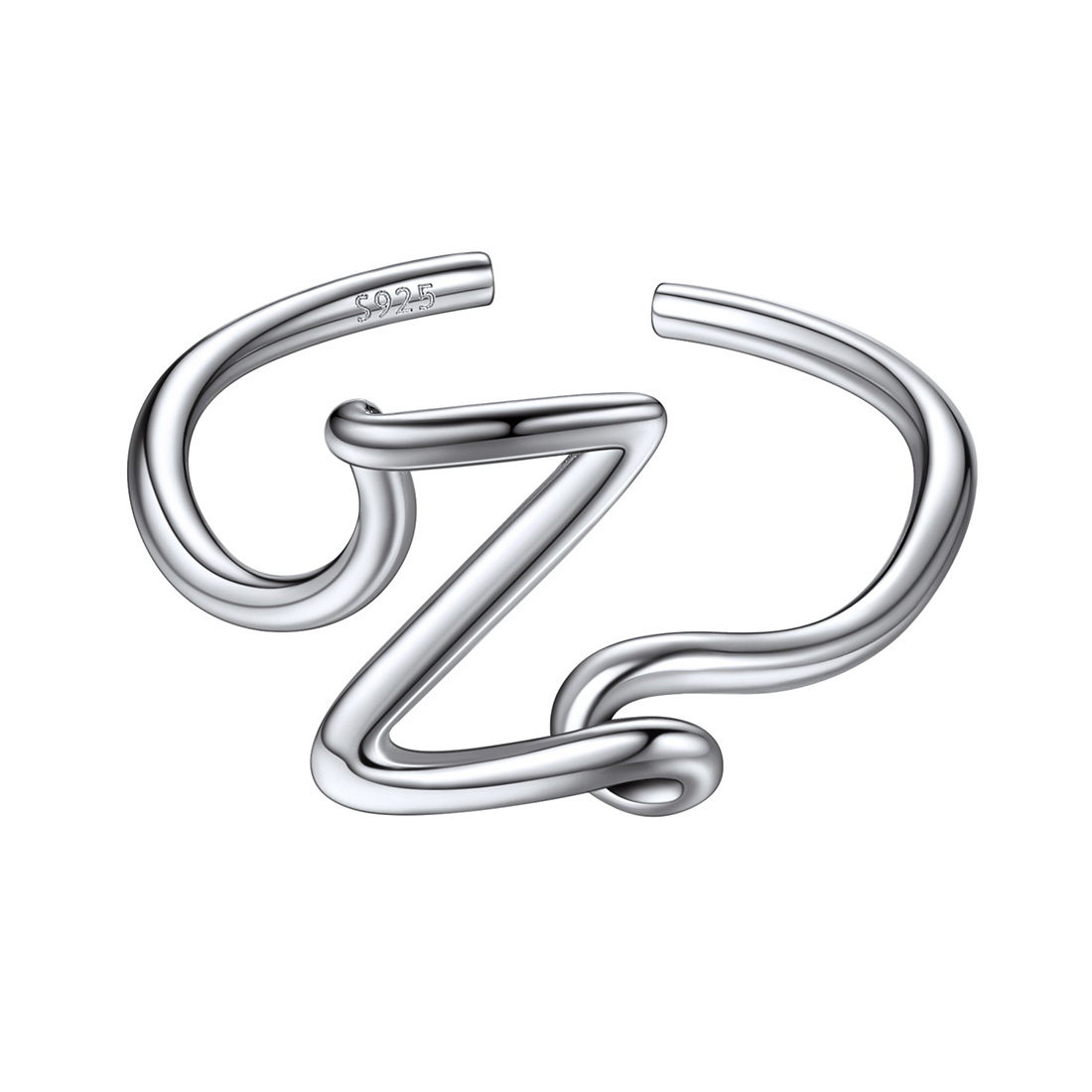 Sterling Silver Statement Initial Adjustable Letter Ring
