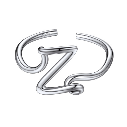 Sterling Silver Statement Initial Adjustable Letter Ring