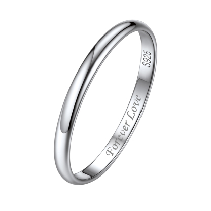 Personalized Sterling Silver Band Ring for Women Silver 2mm