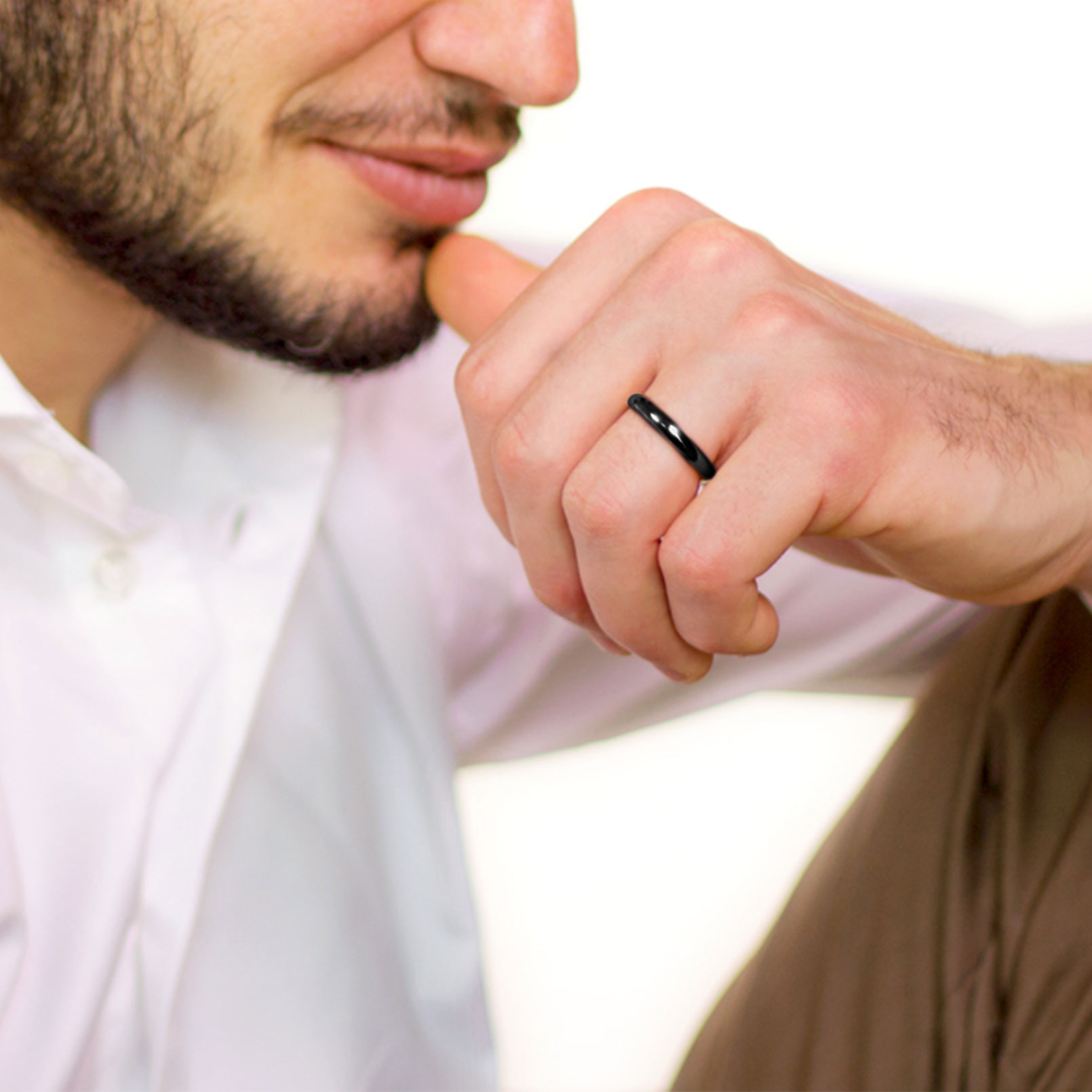 Personalized Sterling Silver Band Ring for Women Model Black