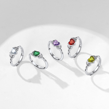 Sterling Silver Adjustable Celtic Knot Birthstone Heart Ring collection