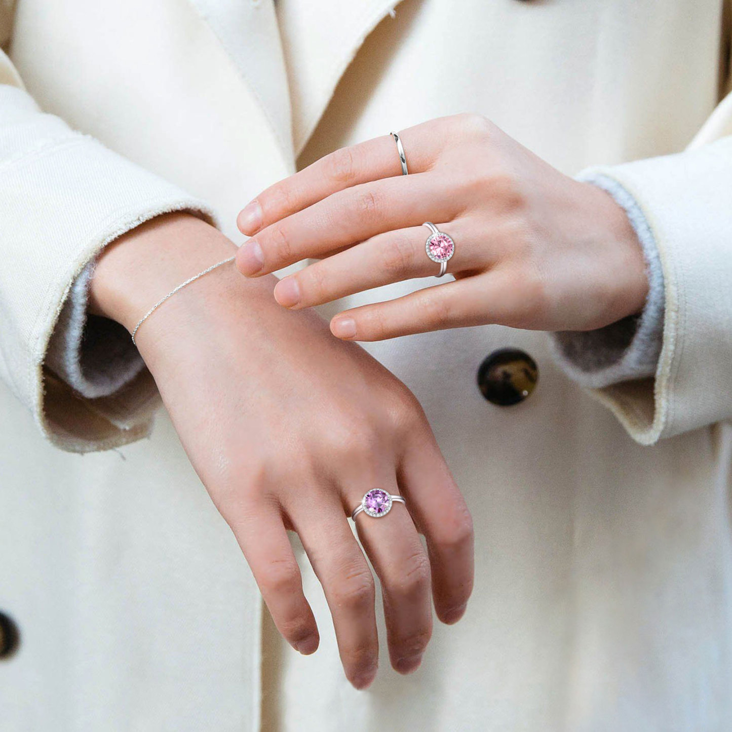 Birthstone Round Adjustable Ring for Women MODEL