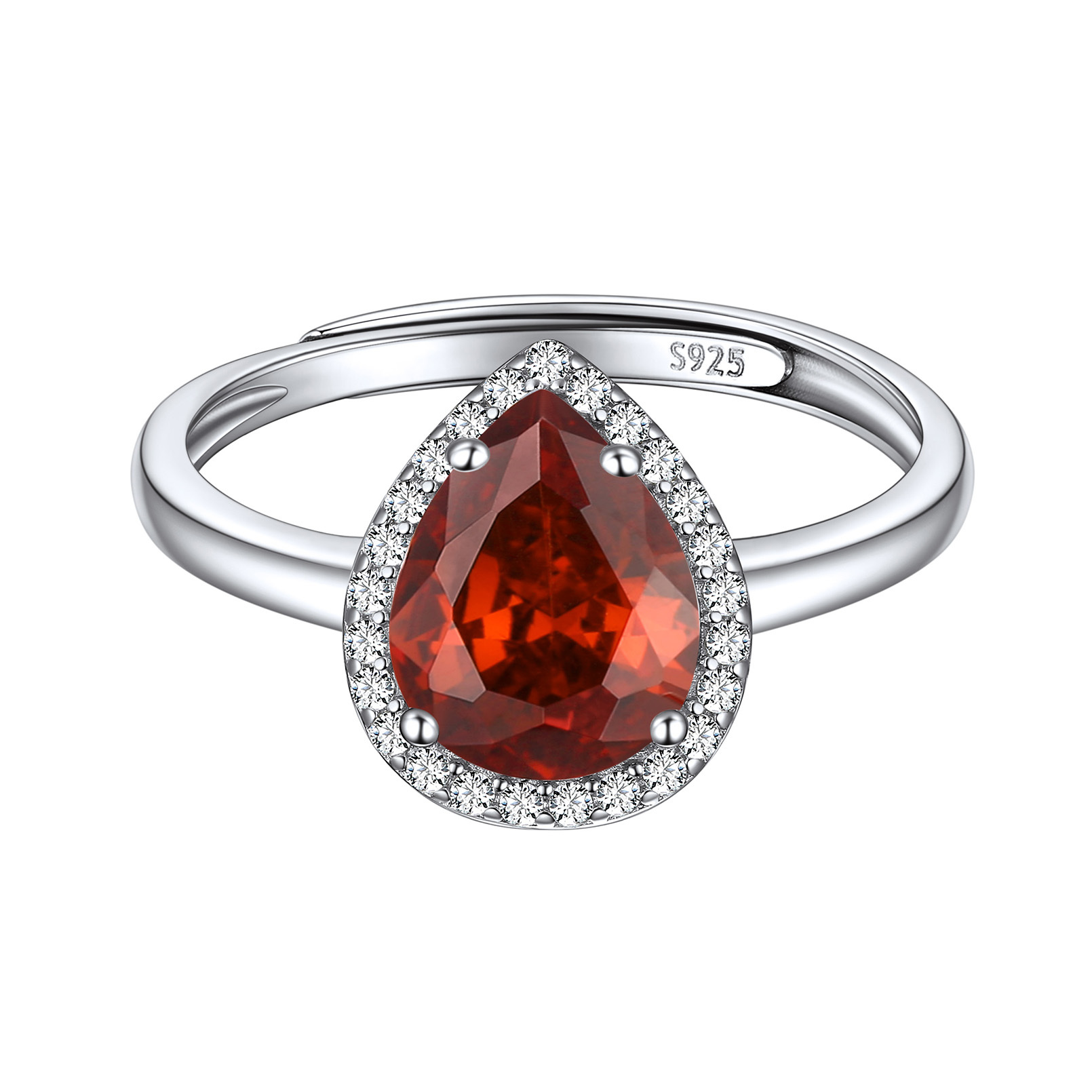 Birthstone Sterling Silver Pear Shape Promise Ring for Women Jul