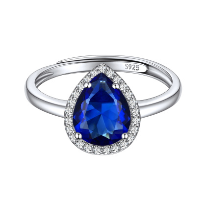 Birthstone Sterling Silver Pear Shape Promise Ring for Women Sep