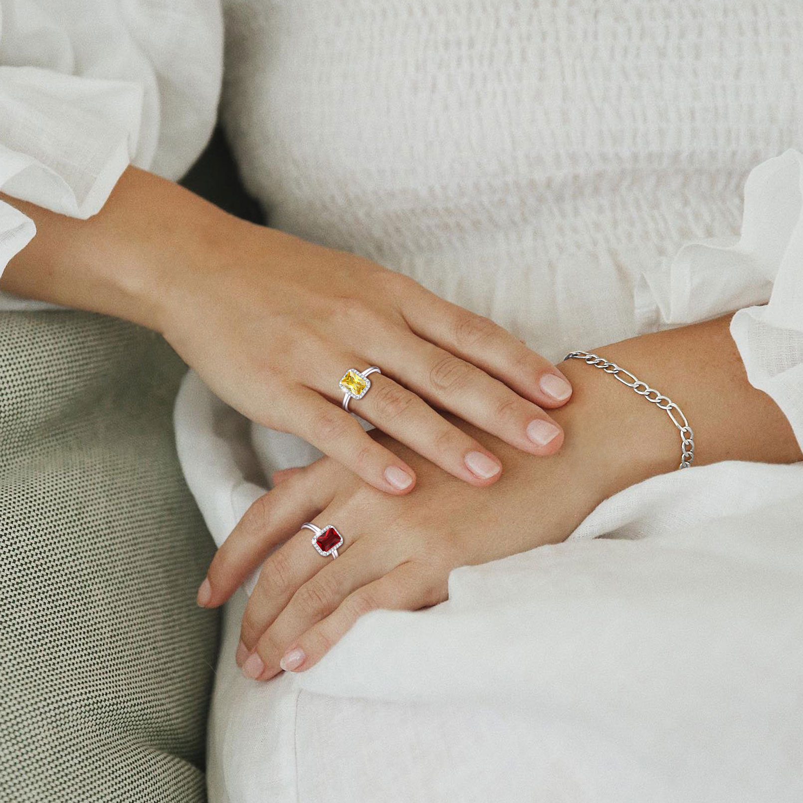 Birthstone Sterling Silver Emerald Cut Promise Ring for Women model