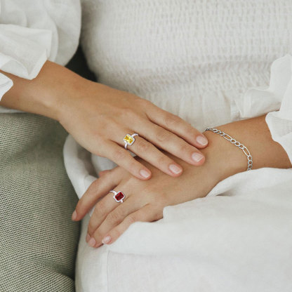 Birthstone Sterling Silver Emerald Cut Promise Ring for Women model