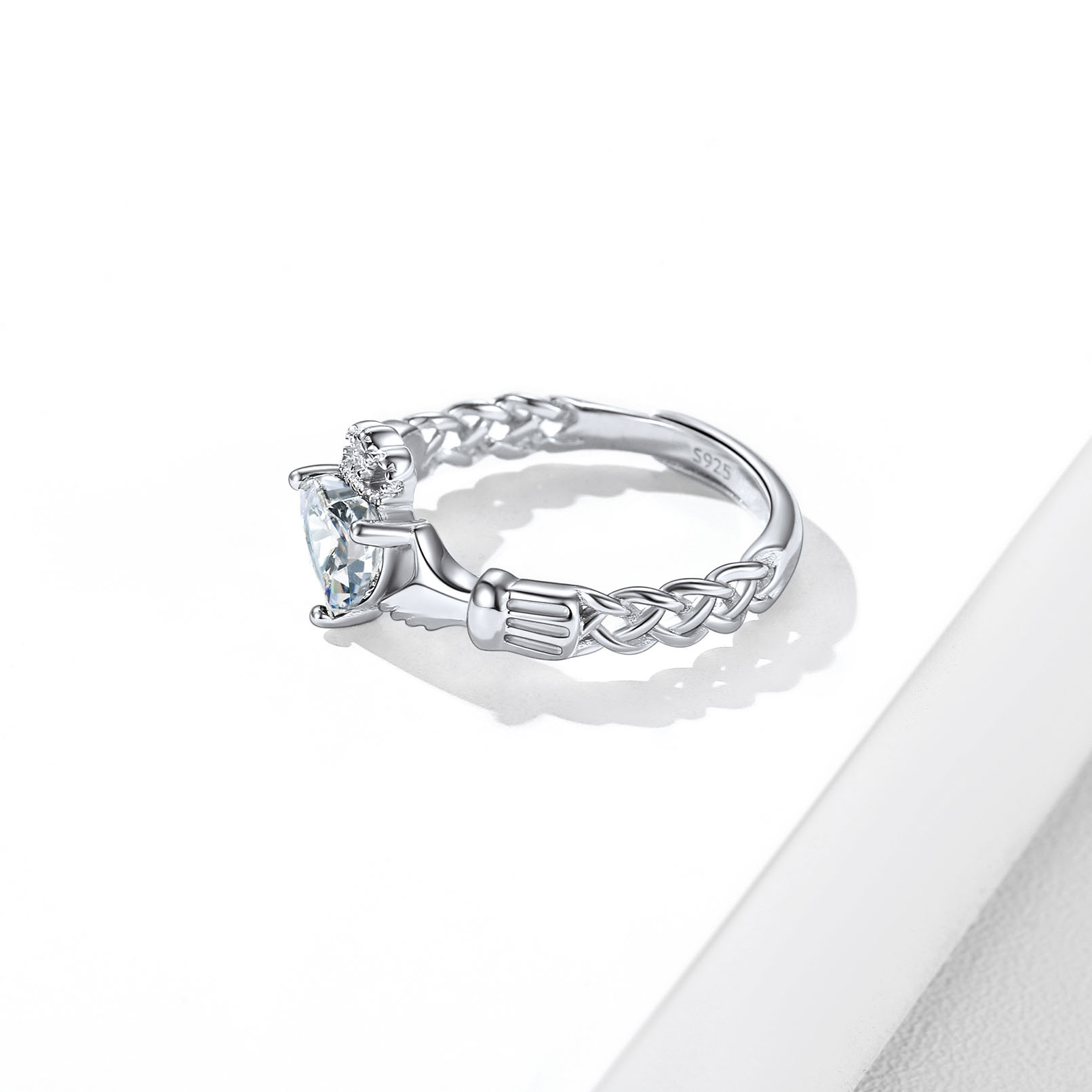  Sterling Silver Heart Birthstone Ring