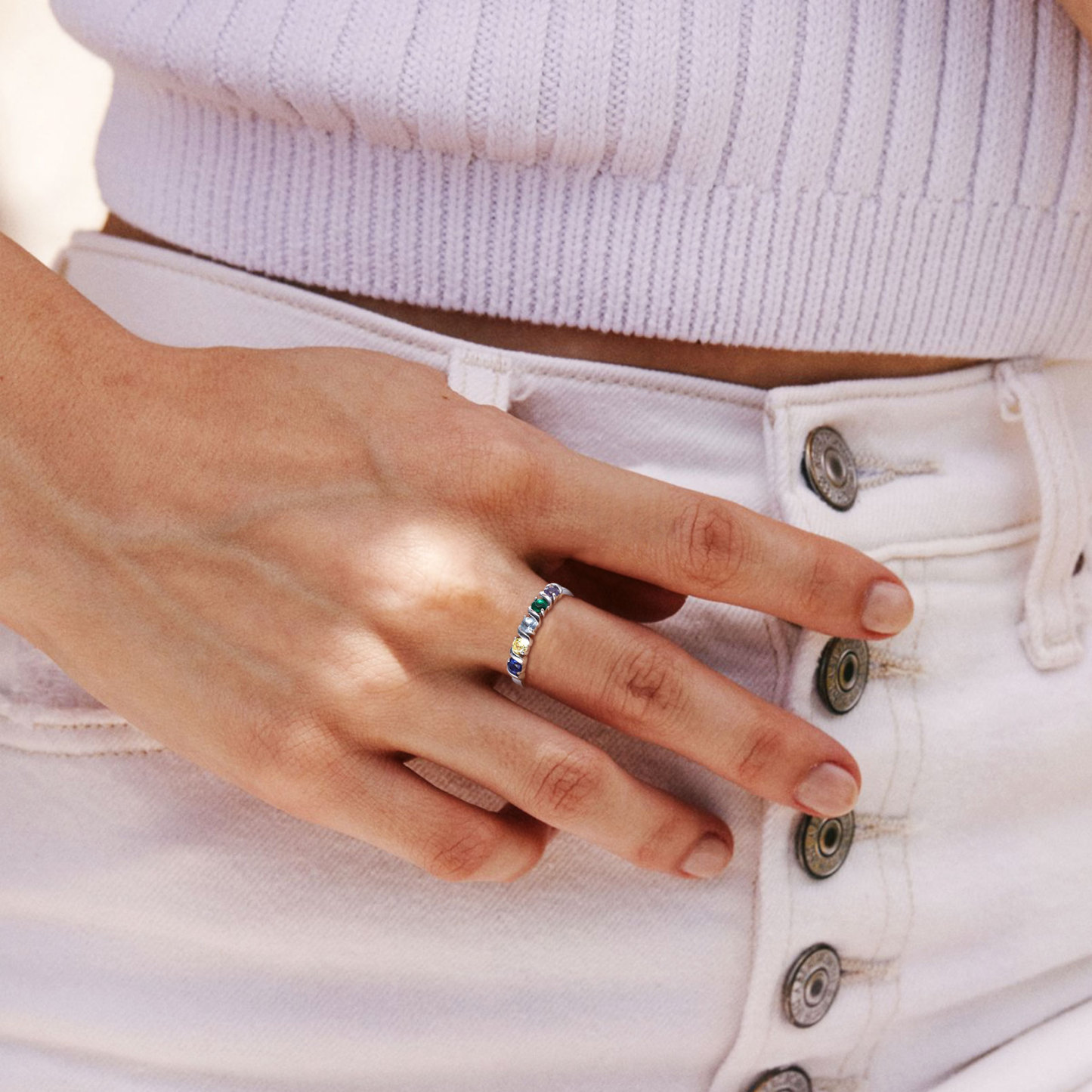 Personalized Sterling Silver Birthstone Ring Model