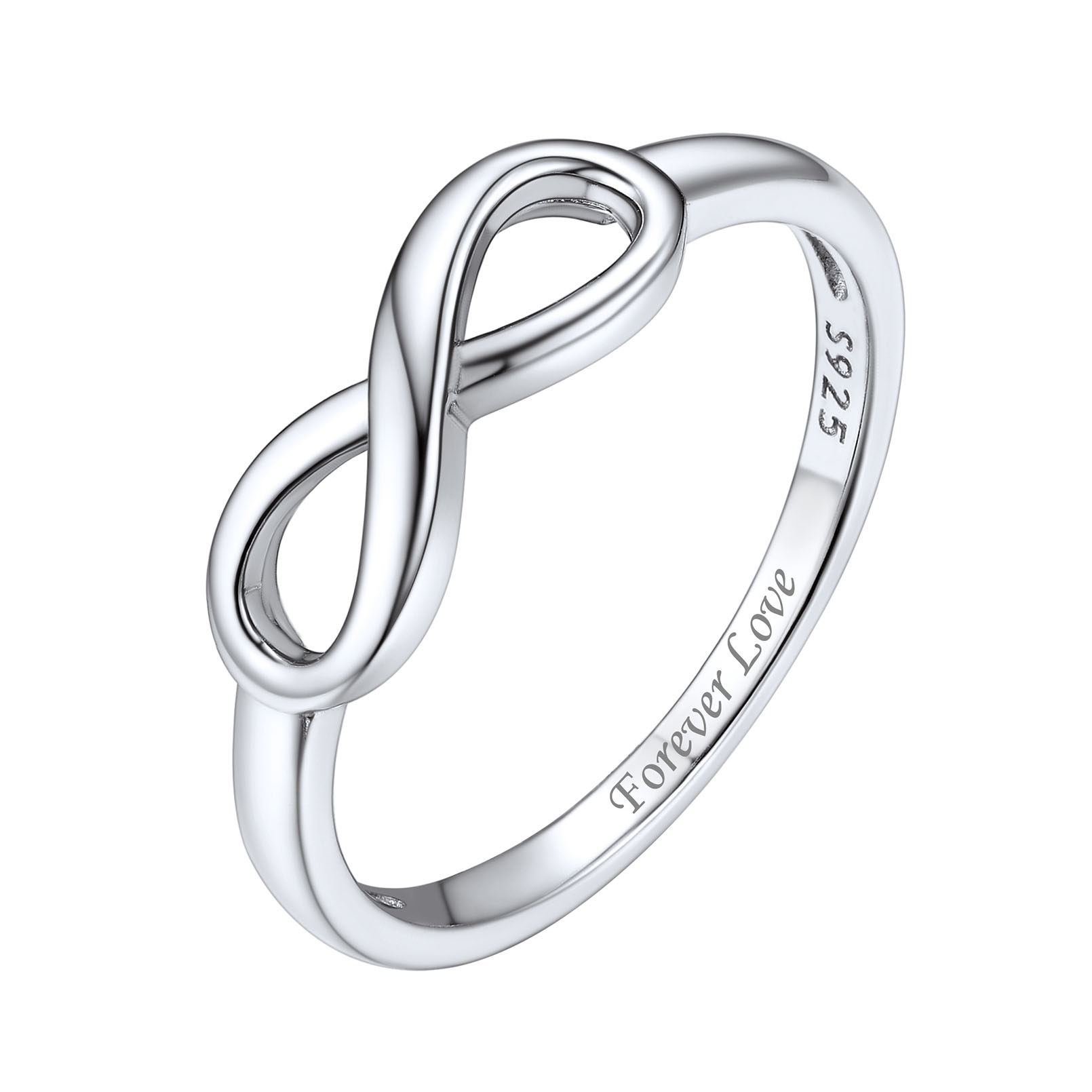 Engraved 925 Sterling Silver Infinity Rings For Women
