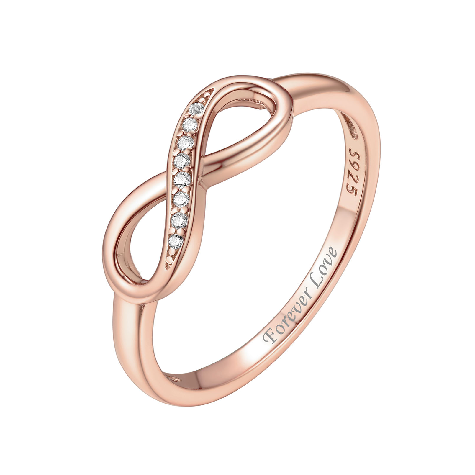 Custom Engraved 925 Sterling Silver Infinity Ring For Women rose gold